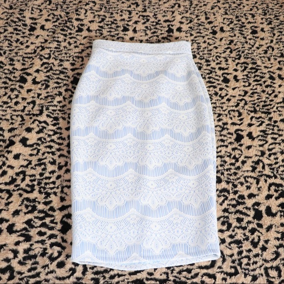 Windsor Dresses & Skirts - Brand new baby blue lace patter pencil skirt